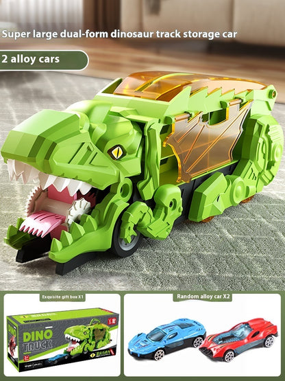 Jouet Tyrannosaurus Rex en forme de dinosaure avalant une voiture Vert avec 2 voitures