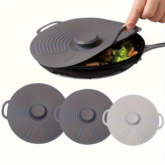 Ensemble de 3 couvercles en silicone avec double poignée et fermeture à ventouse