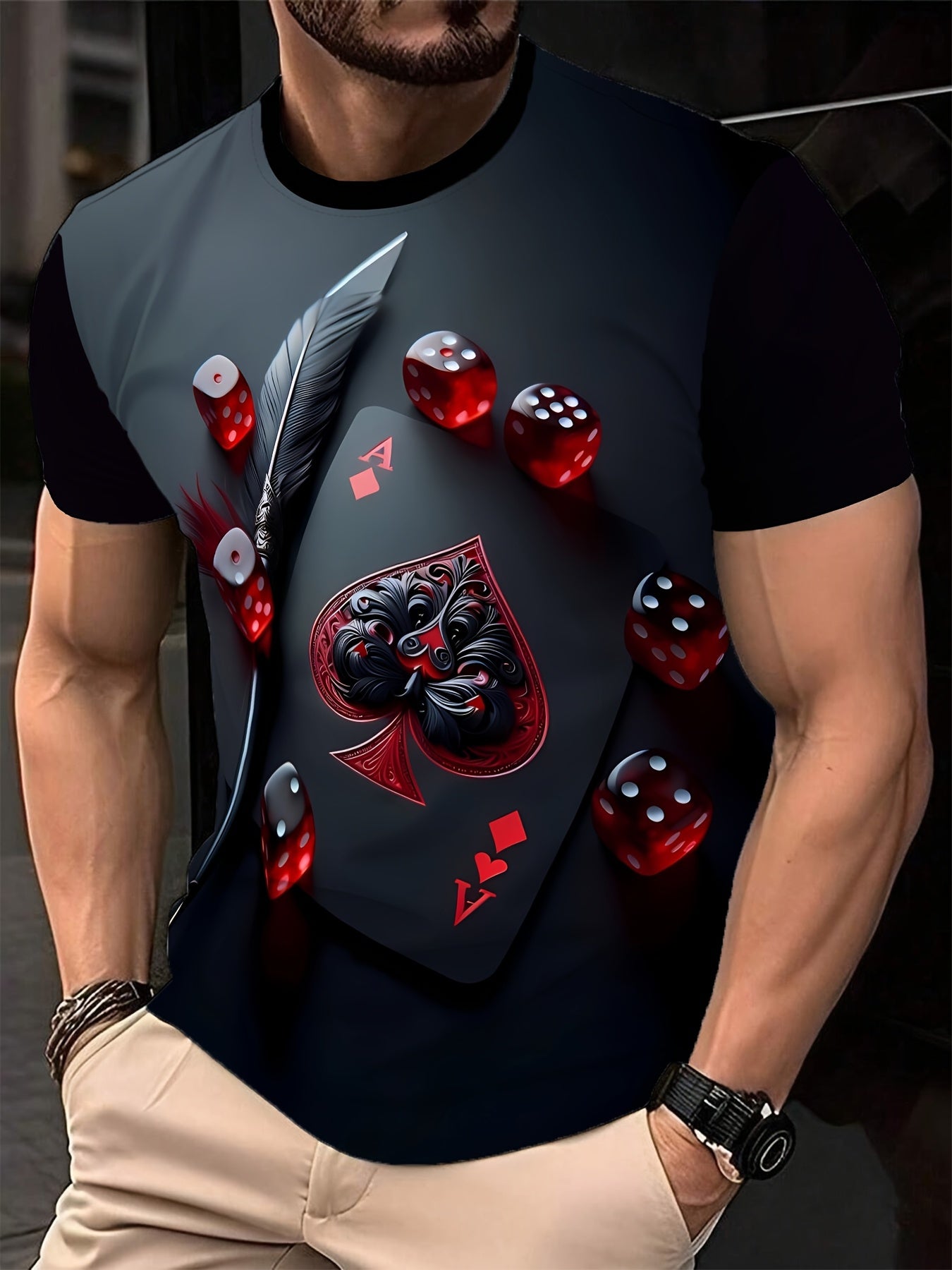 T-shirt graphique homme As de Pique imprimé en 3D
