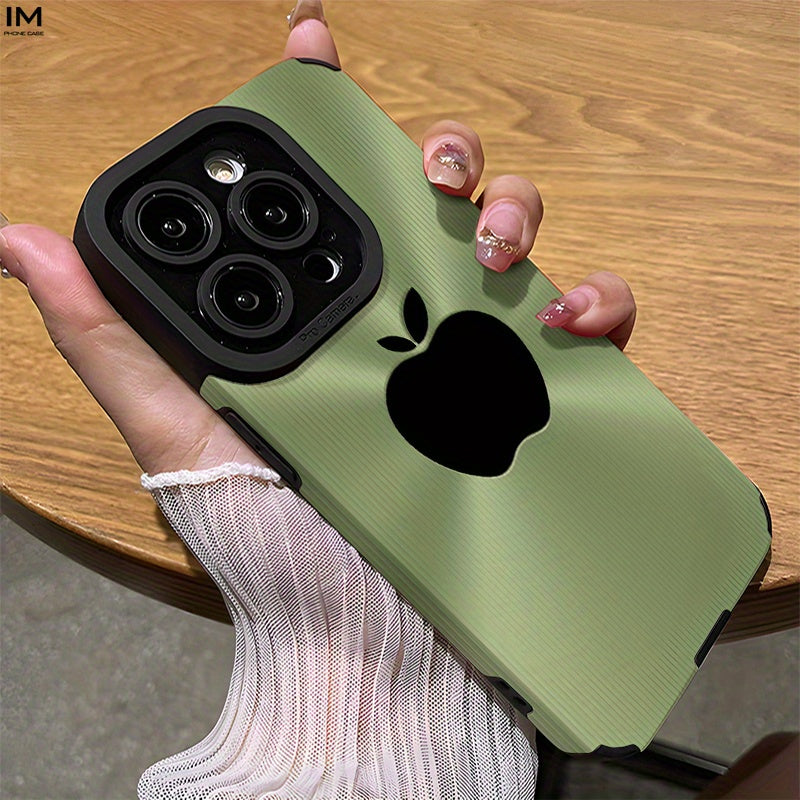 Coque de téléphone avec motif de pommes noires sur fond vert