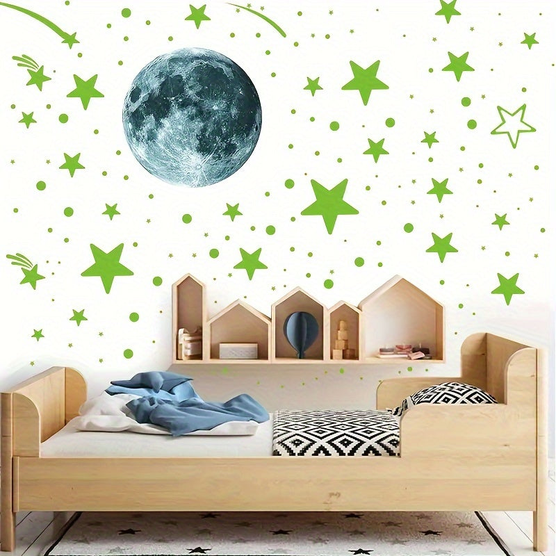 Autocollants muraux phosphorescents étoiles et lune - Topdecheztop.fr