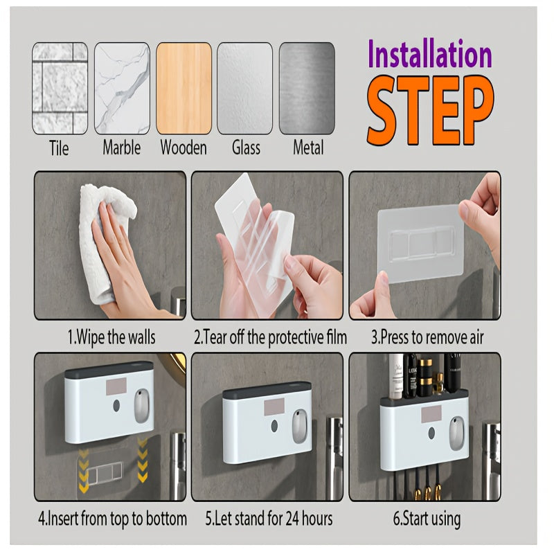 Porte-brosse à dents intelligent avec distributeur de dentifrice automatique