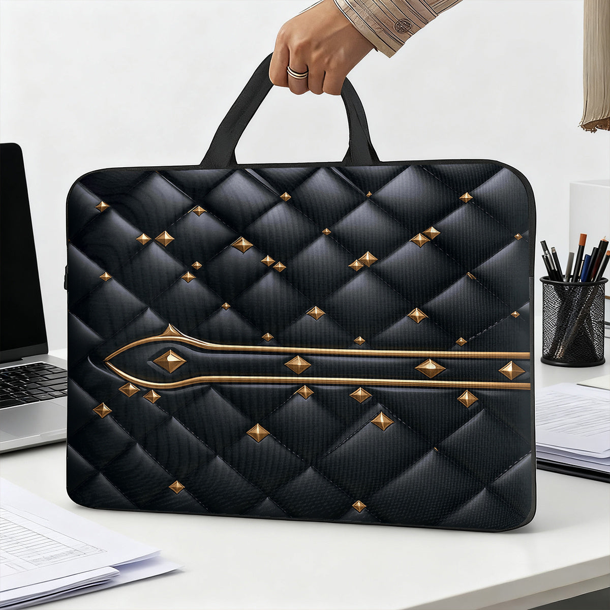 Sacoche pour ordinateur portable en cuir clouté compatible avec les ordinateurs portables de 13/14/15/16/17 pouces