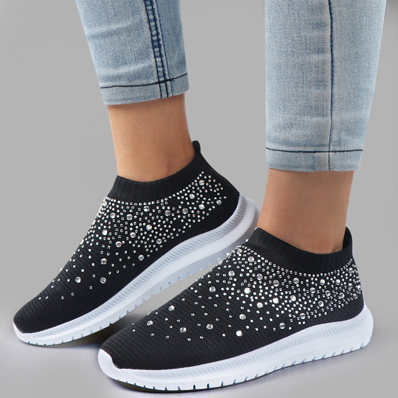 Chaussures chaussettes extensibles à strass grandes tailles