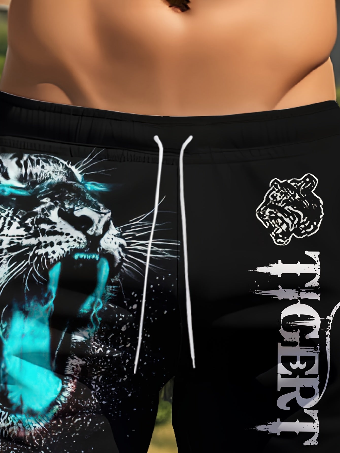 Short de plage d'été pour homme, imprimé animal, motif tigre féroce
