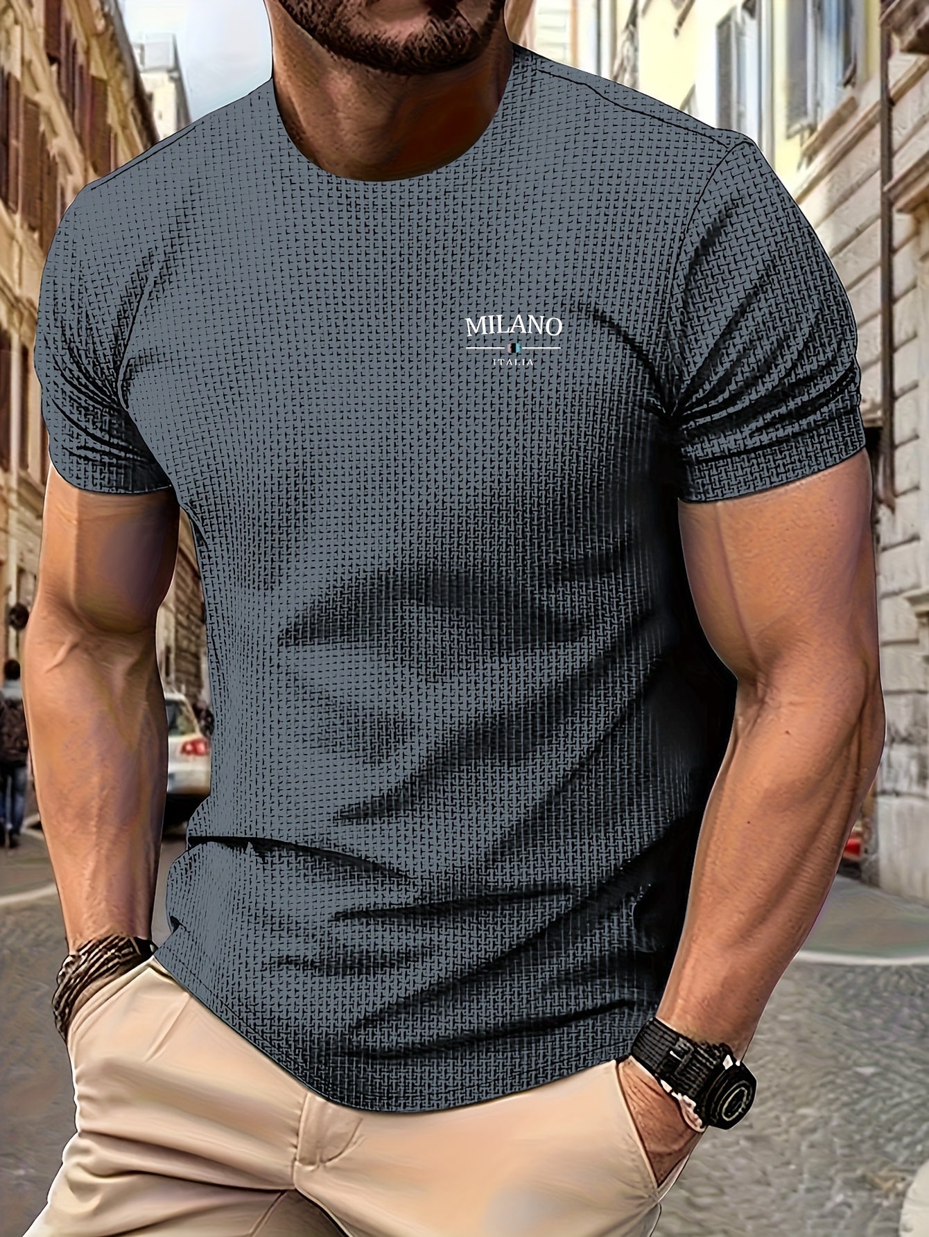 T-shirt à manches courtes et col ras du cou pour homme - Topdecheztop.fr