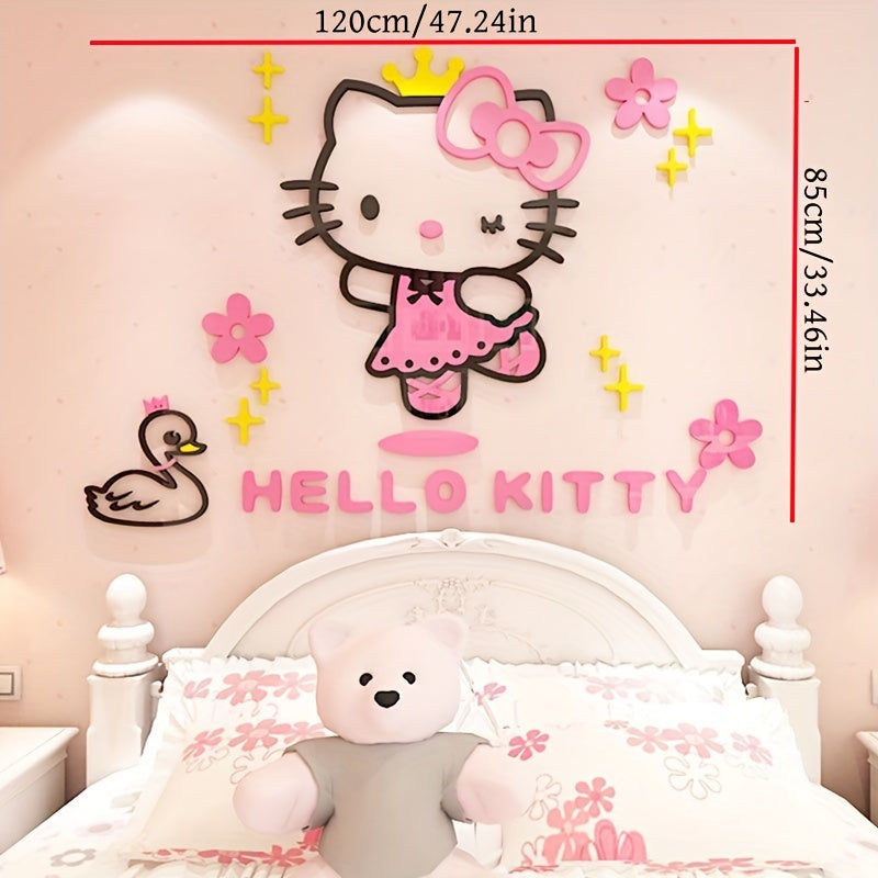 For Hello Kitty 3D Wall Sticker Set, Contemporary Style Acrylic Wall Decals, Waterproof Cartoon Murals, with for Bedroom, Living Room, Classroom, Party Decor, and Unique Birthday & Christmas Gift - Topdecheztop.fr