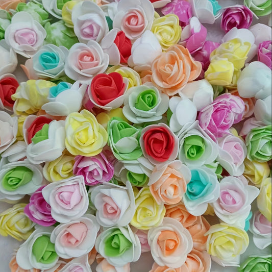 Lot de 100 roses artificielles en mousse multicolores - Topdecheztop.fr