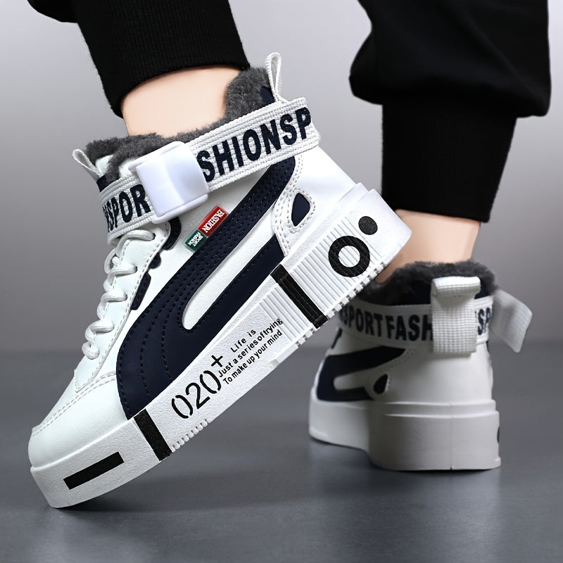 Baskets montantes pour homme en similicuir - Chaussures de sport