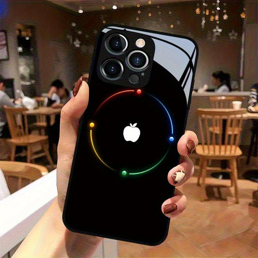 Coque de téléphone luxueuse à motif pomme noir et doré. IPHONE
