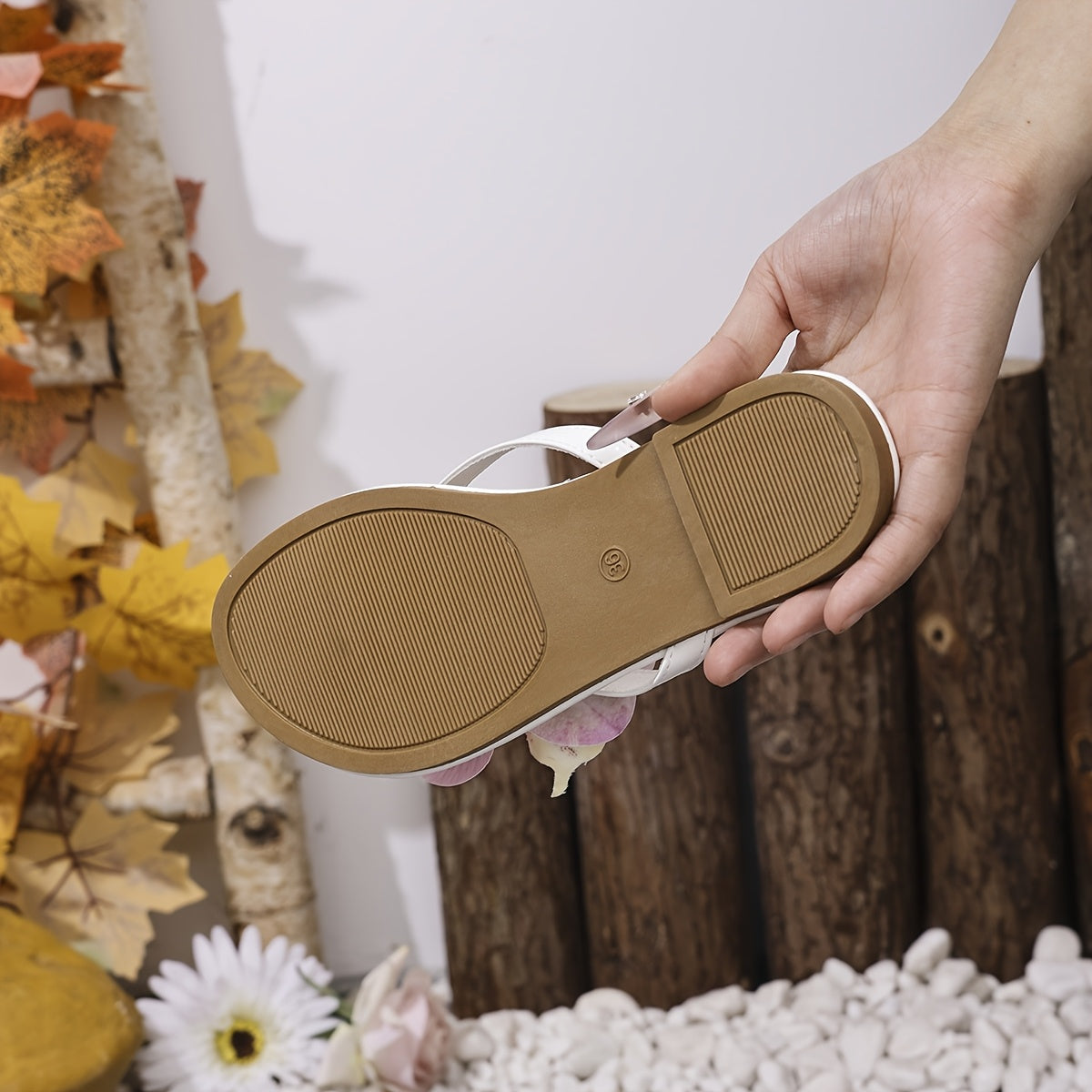 Sandales fleuries unies d'été, grandes tailles