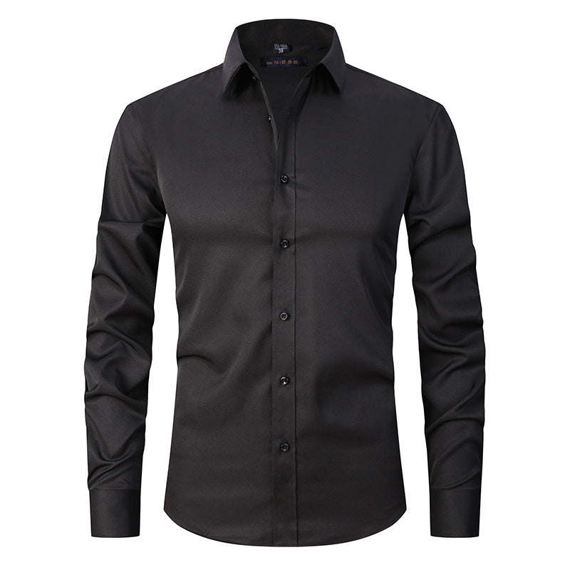 Chemise stretch homme à manches longues, coupe ajustée, sans repassage