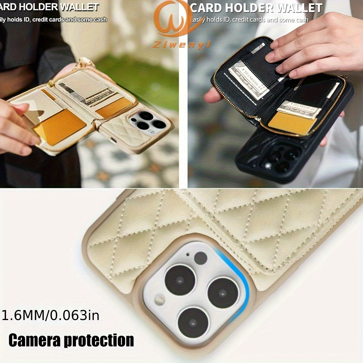 Etui de protection pour téléphone avec fermeture éclair en similicuir microfibre, IPHONE,SAMSUNG