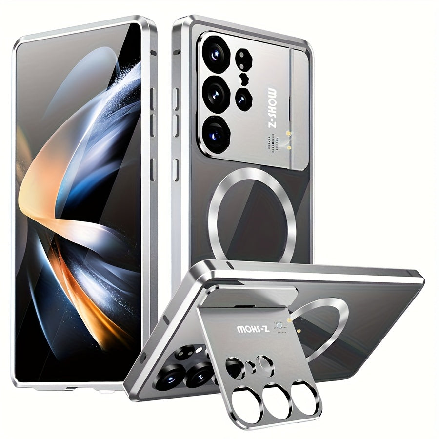 Étui de protection magnétique double face en verre HD avec système de verrouillage pour Samsung S25 Ultra