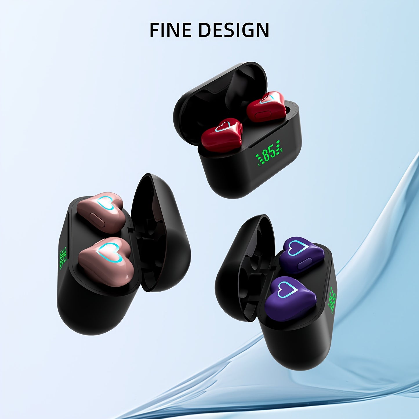 Ecouteurs sans fil TWS en forme de cœur