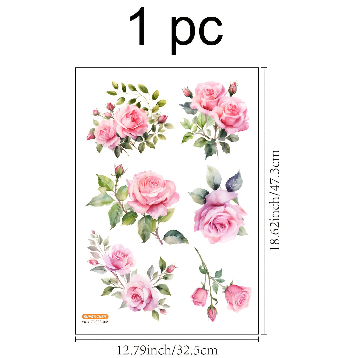 Sticker de baignoire autocollant à motif floral rose
