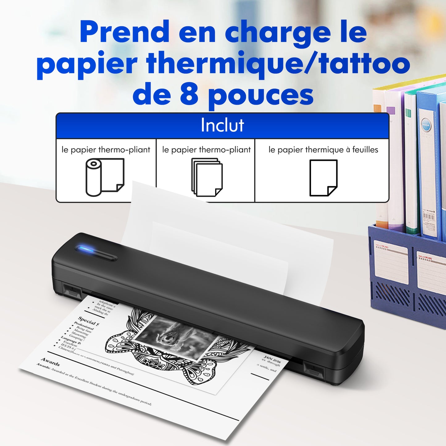 Imprimante thermique portable D810 - Connectivité sans fil et impression USB