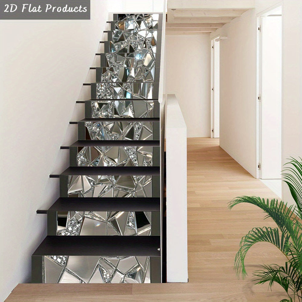 Autocollants pour contremarches d'escalier modernes en PVC 2D, 13 bandes