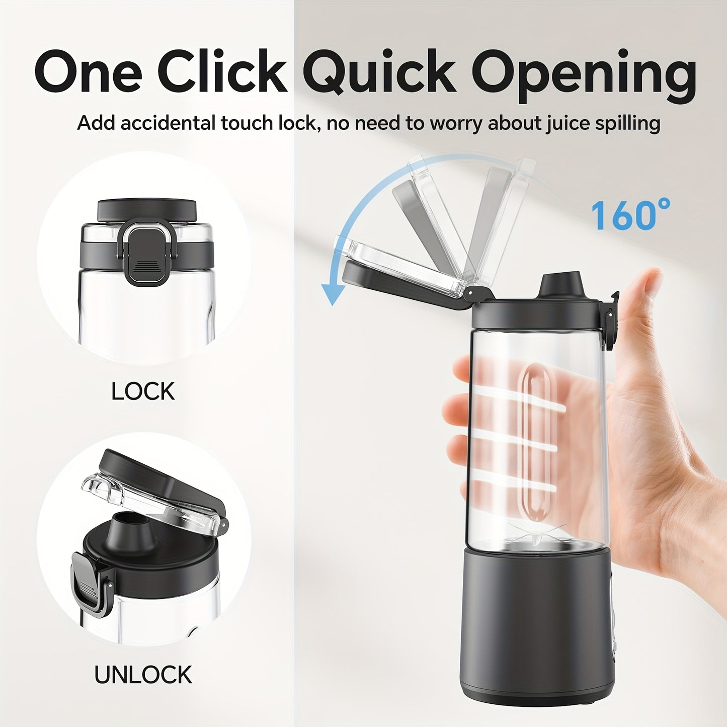 LALAYUAN USB-Powered Portable Blender & Juicer with Digital Timer, High-Speed Ice Crushing, One-Tap Lid, 1300mAh Battery, 6-Blade Stainless Steel, USB-C Charging, Compact Blender for Smoothies, Protein Shakes, Gym, Travel, Of - Topdecheztop.fr