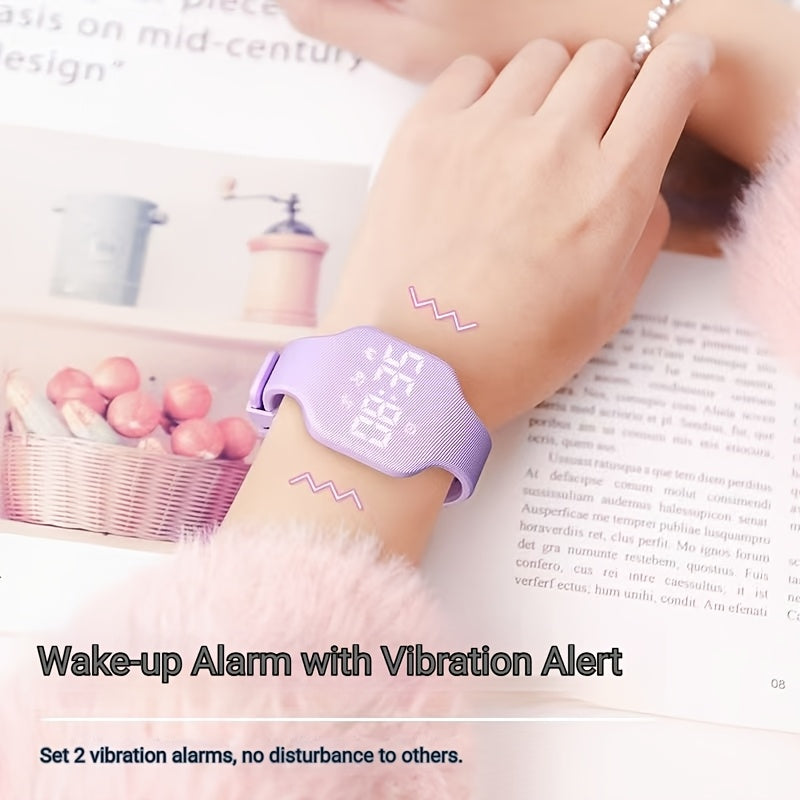 Montre FASSUN silencieuse à vibration avec réveil, compteur de pas, suivi des calories, moniteur de distance et minuteur - Recharge magnétique