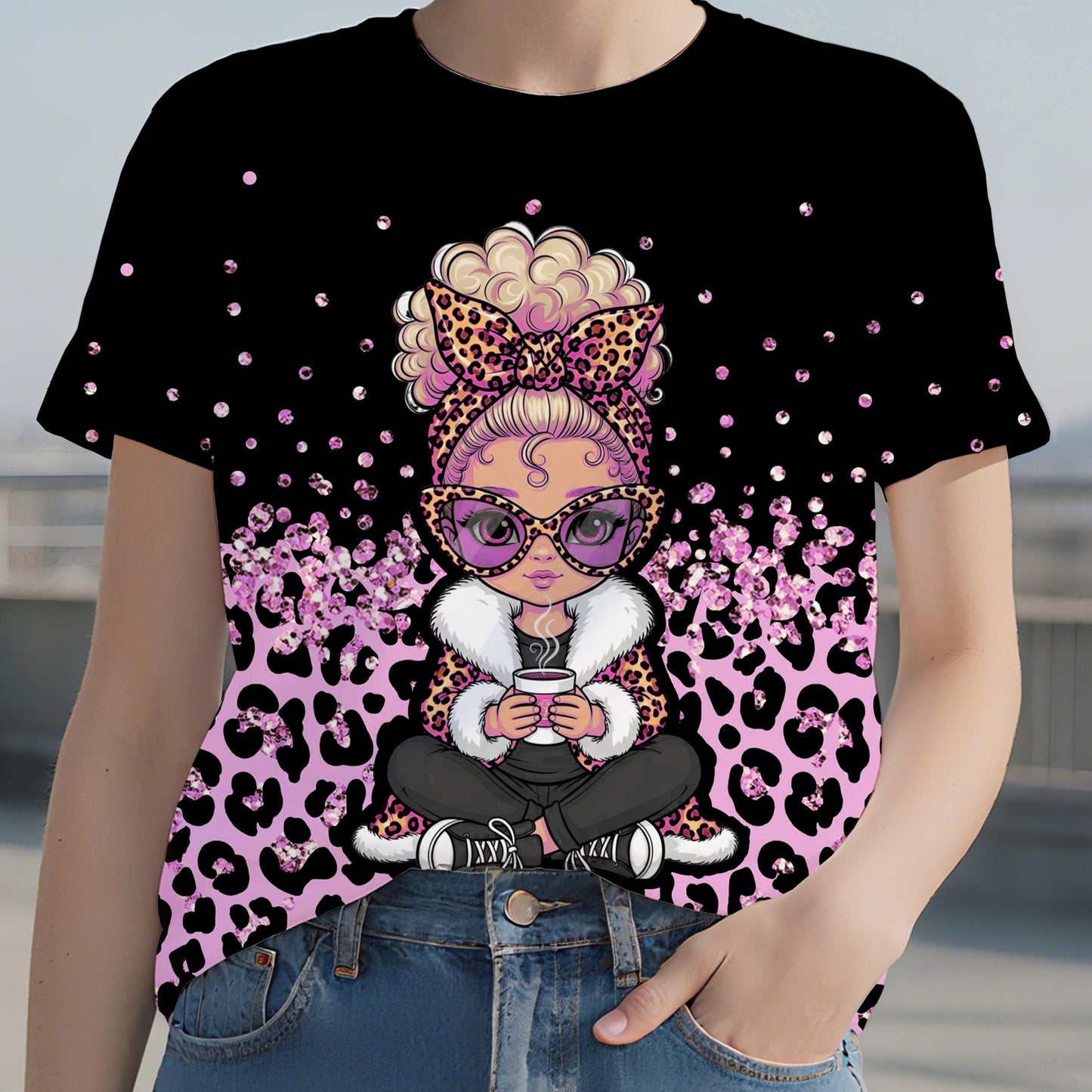 T-shirt à manches courtes et col rond pour femme