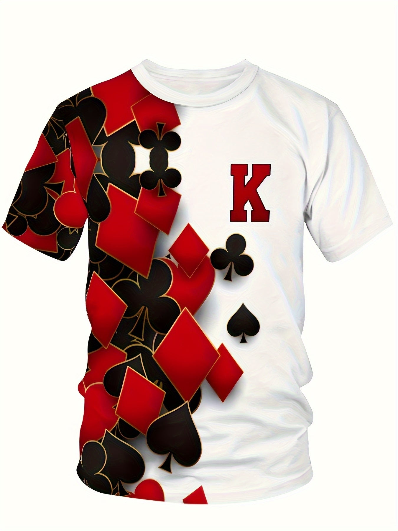 T-shirt graphique à motif cartes de poker pour homme grande taille