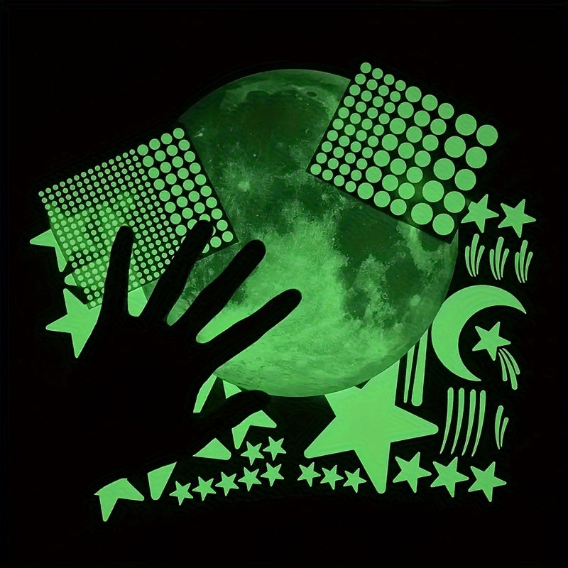 Autocollants muraux phosphorescents étoiles et lune - Topdecheztop.fr