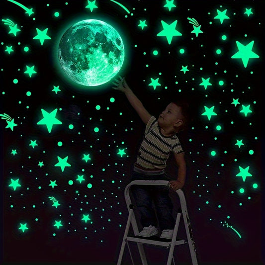 Autocollants muraux phosphorescents étoiles et lune - Topdecheztop.fr