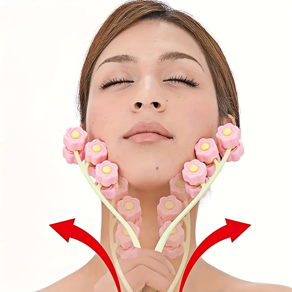 Appareil de massage facial, rouleau de massage en forme de fleur pour un visage raffermissant et tonifiant, outil de beauté
