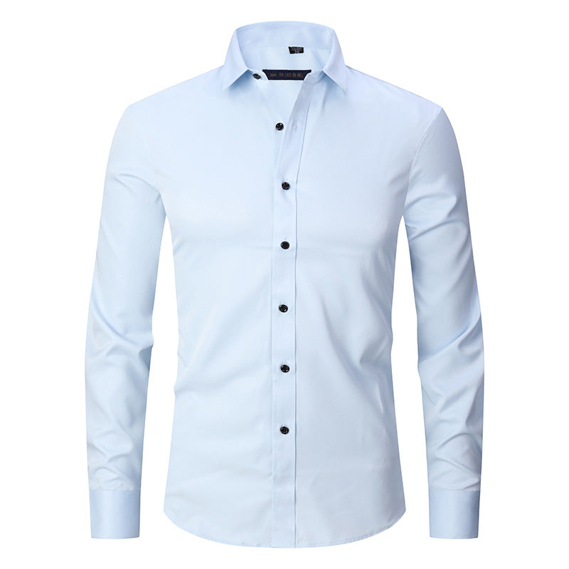 Chemise stretch homme à manches longues, coupe ajustée, sans repassage