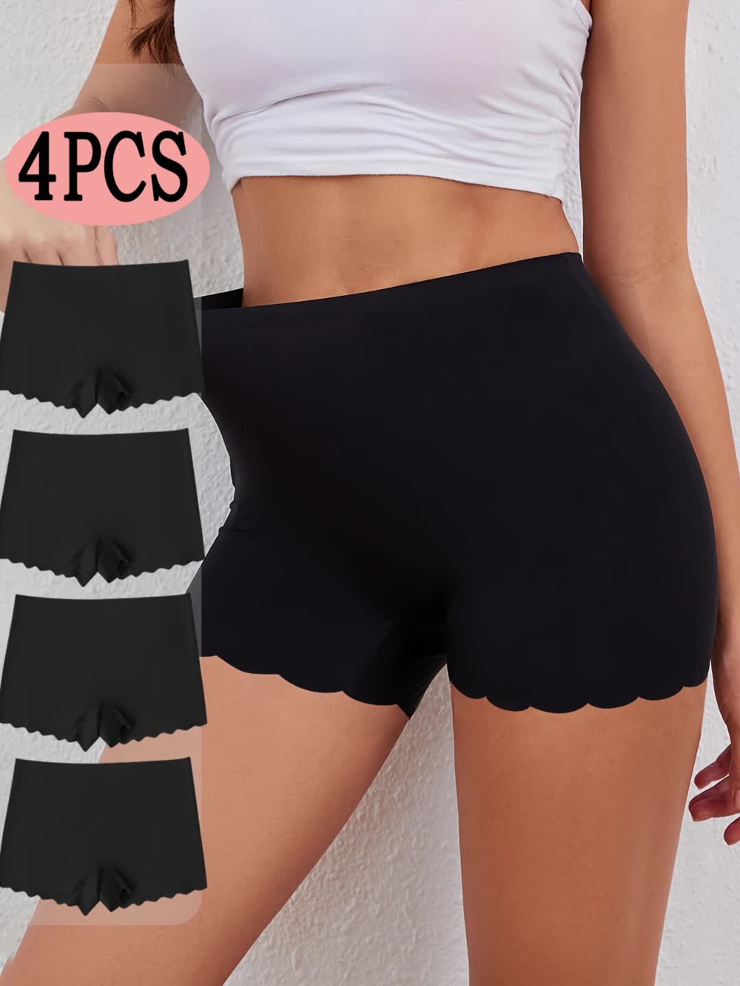 Lot de 4 culottes shorty pour femme - Tissu extensible, doux et confortable