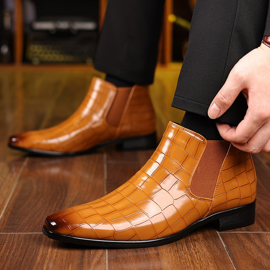 Bottines Chelsea à carreaux pour homme, grandes tailles, résistantes à l'usure