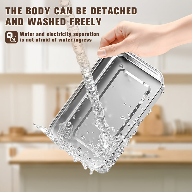 Boîte à déjeuner chauffante, Chauffe-repas, Réglable de 30 à 80°C, Chauffage rapide, Chargement USB, Grande capacité de 900 ml, Acier inoxydable 304, Portable et amovible, Affichage de la puissance, Fonction minuterie, pour camion, bureau, pique-nique de camping, Boîte bento chauffante, Cadeau de