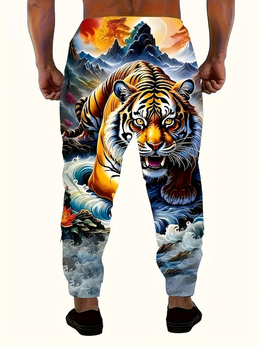 Pantalon décontracté pour homme à imprimé rétro tigre