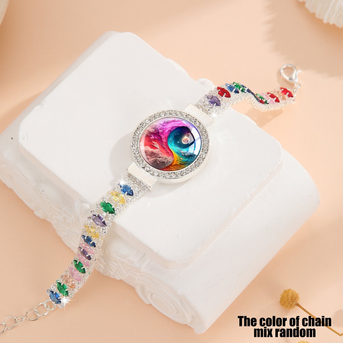 Bracelet  pour femme en zircone synthétique colorée (1 pièce), idéal pour offrir ou à porter au quotidien.