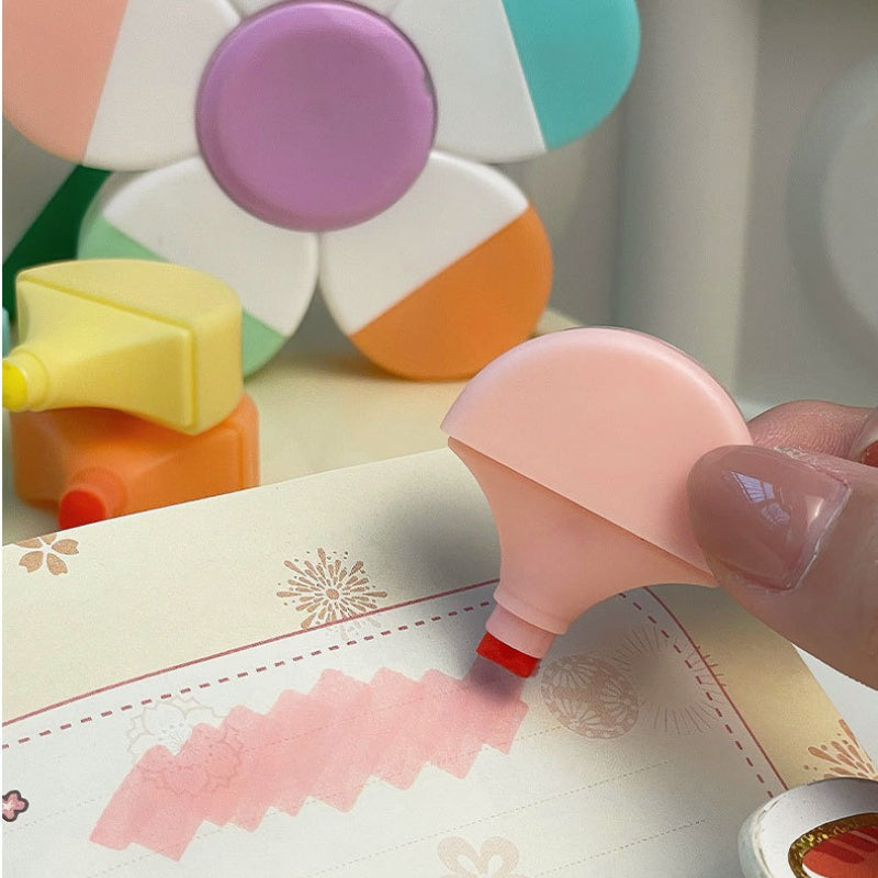 Surligneurs créatifs en forme de fleur, 5 couleurs en 1, stylo à dessin pour le journaling, la décoration