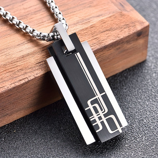 Nouveau pendentif en acier titane, collier pendentif carré pour homme