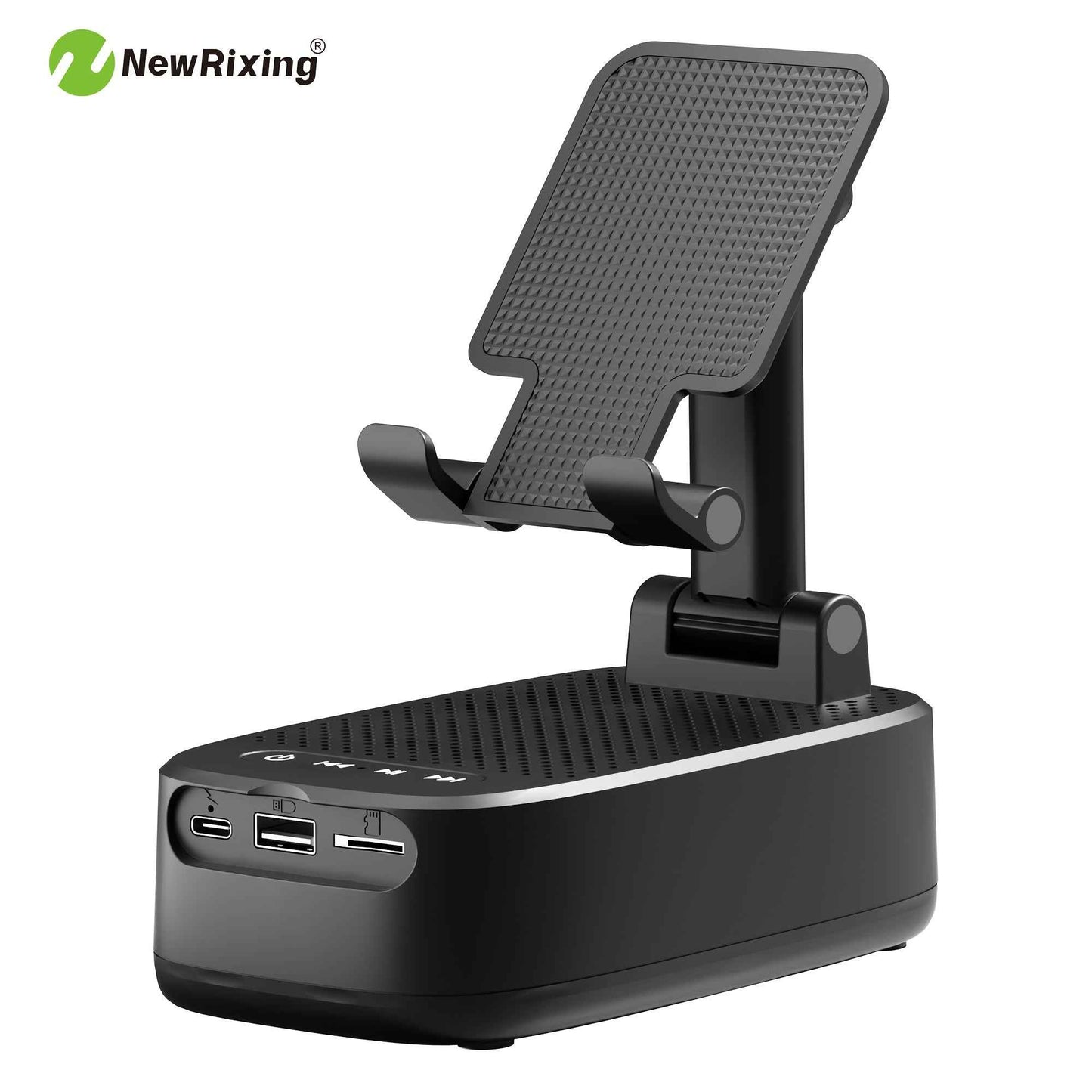 NewRixing 6W Wireless Speaker with Phone Holder, TWS Dual Pairing, 1800mAh Battery, Hands-Free Call Function, Power Bank, 6-Hour Playtime, Hi-Fi Sound Quality, Loud Stereo & Deep Bass, USB-C Charging, Indoor/Outdoor Use | Adj