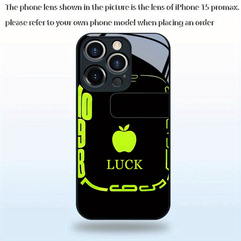 Nouvelle coque en verre avec fond d'écran Pomme porte-bonheur,IPHONE
