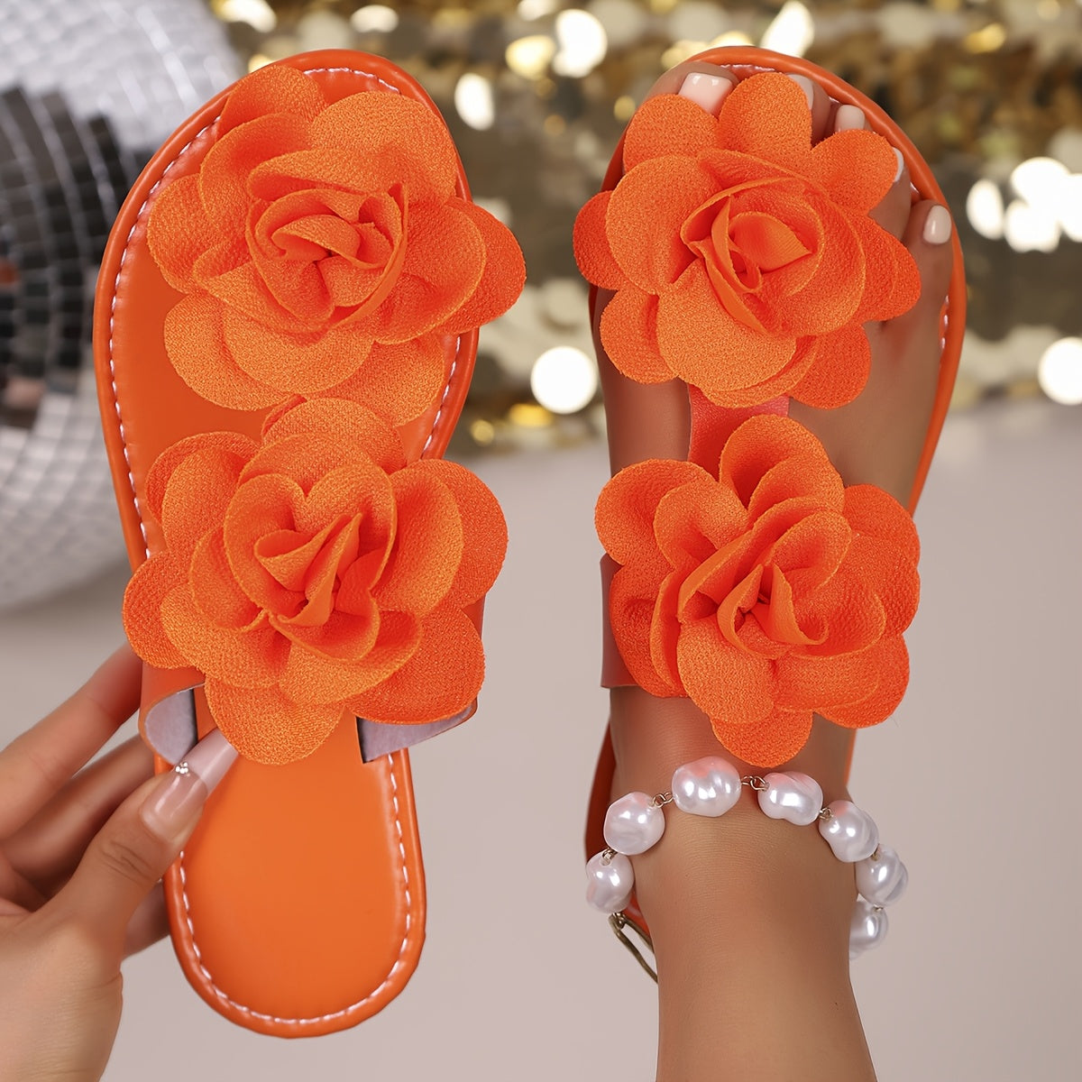 Sandales plates élégantes à fleurs pour femmes