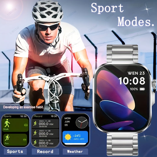 La toute dernière montre connectée tactile avec bracelet en acier offre la possibilité de passer des appels, la recharge magnétique, un écran tactile HD de 2,01 pouces