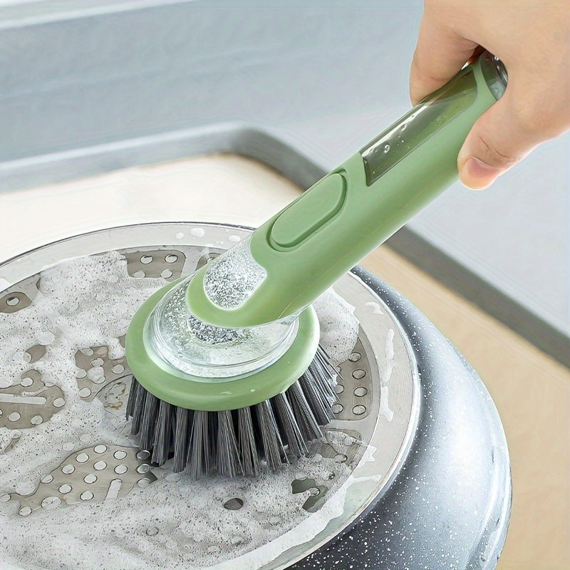 Brosse à vaisselle ergonomique dotée d'un distributeur de savon intégré pour un nettoyage sans effort