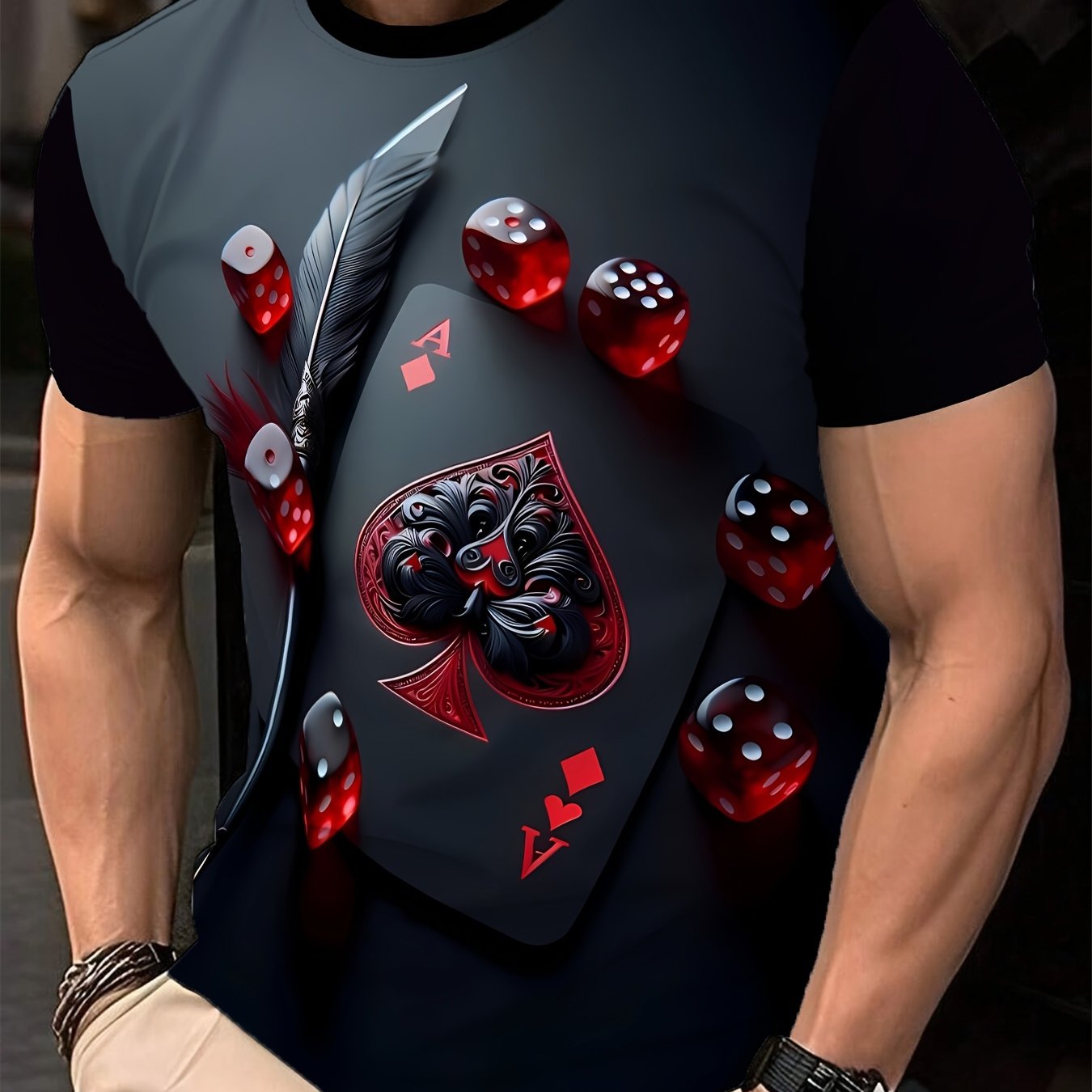 T-shirt graphique homme As de Pique imprimé en 3D