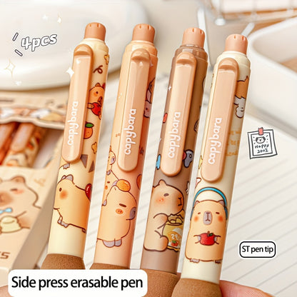 Stylos à encre gel effaçables Kapibara, 4 PCS