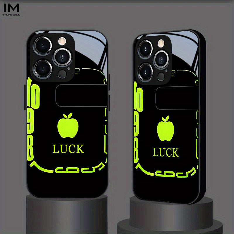 Nouvelle coque en verre avec fond d'écran Pomme porte-bonheur,IPHONE