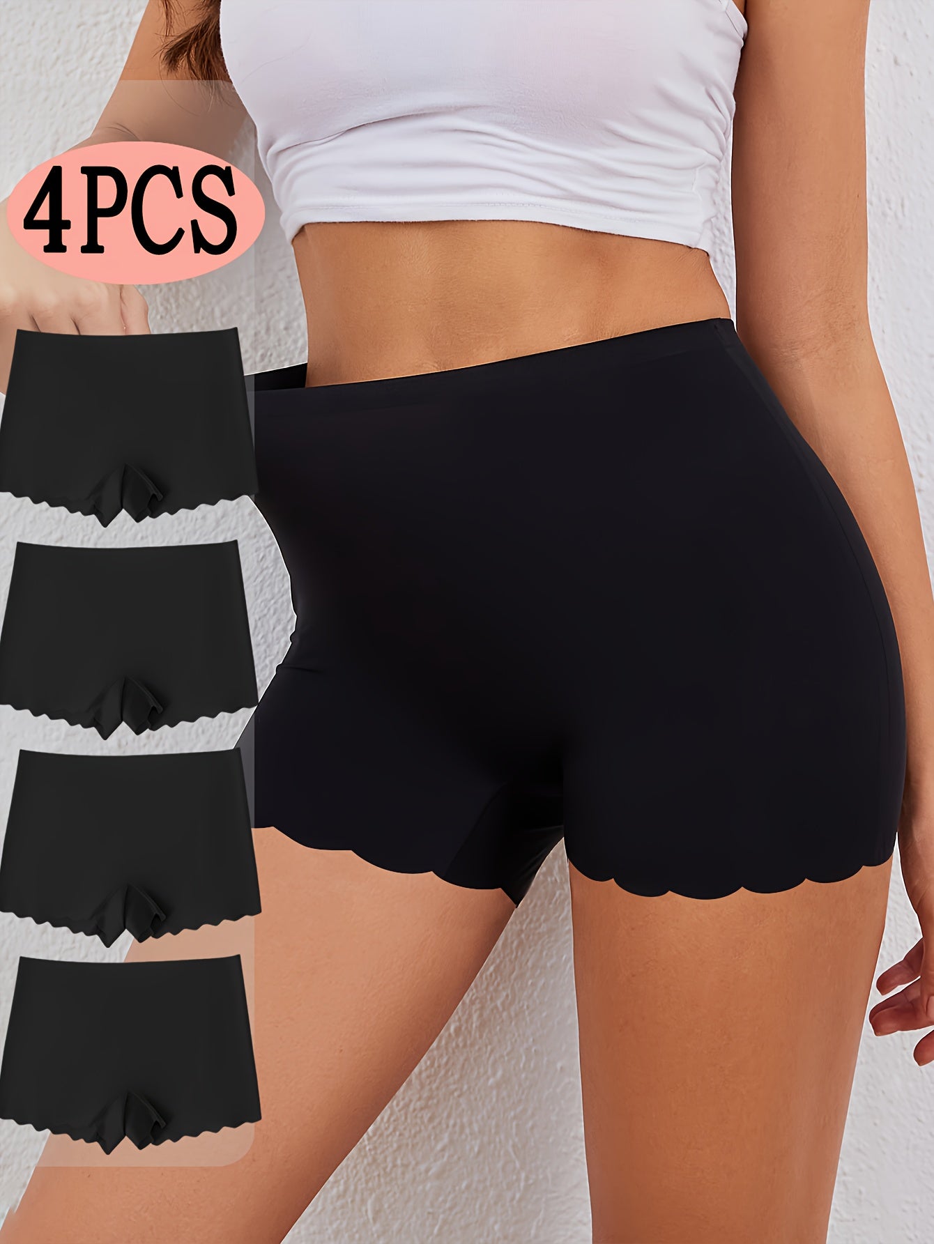 Lot de 4 culottes shorty pour femme - Tissu extensible, doux et confortable