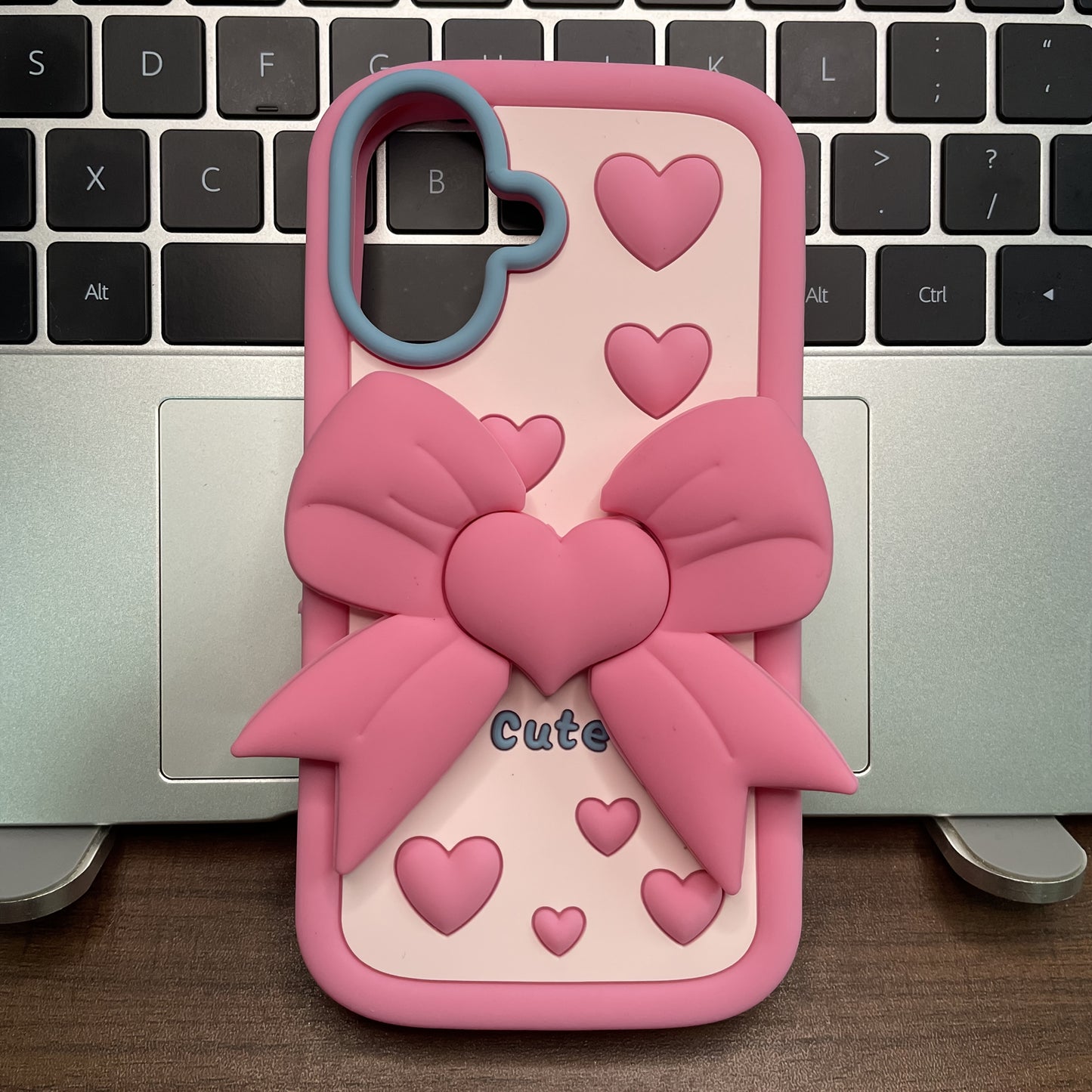 Coque de téléphone - 1 coque pleine écran avec support et motif cœur, compatible avec iPhone