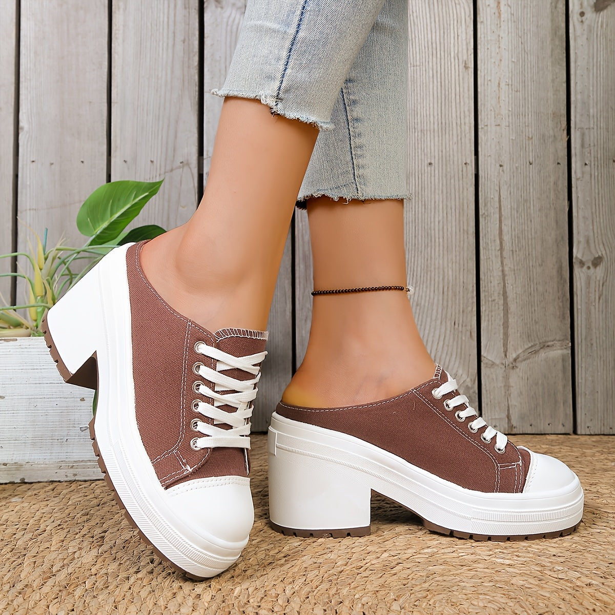 Mules confortables à lacets pour l'extérieur