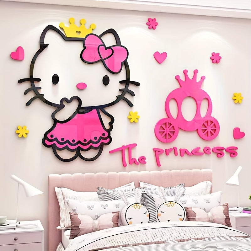For Hello Kitty 3D Wall Sticker Set, Contemporary Style Acrylic Wall Decals, Waterproof Cartoon Murals, with for Bedroom, Living Room, Classroom, Party Decor, and Unique Birthday & Christmas Gift - Topdecheztop.fr