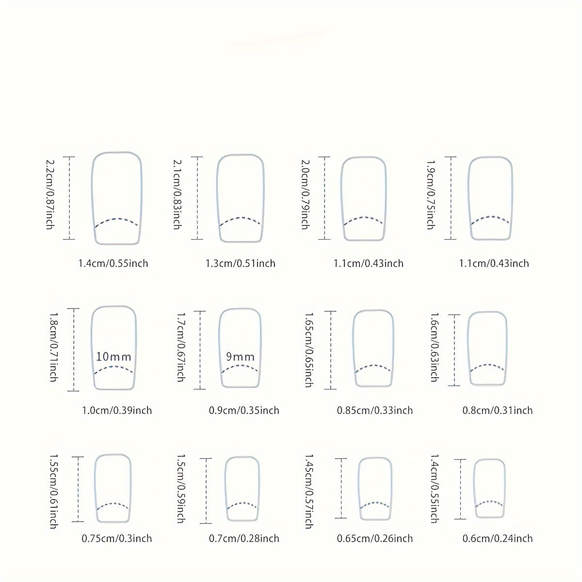 24 faux ongles courts de forme carrée